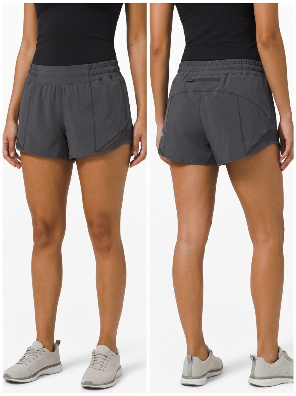Lululemon Reg Hotty Hot Gray Lined Running Athletic Shorts Women Size 6